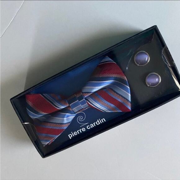 Pierre Cardin Muitcolor Checkered Business Pocket Square & Tie Bar Set… - Picture 2 of 4